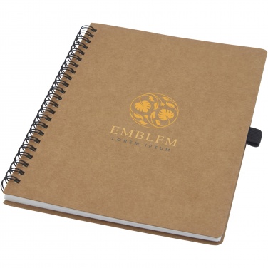 Logo trade promotional items picture of: Cobble A5 wire-o recycled cardboard notebook with stone paper