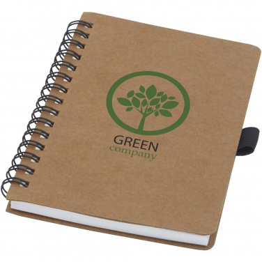 Logo trade promotional items image of: Cobble A6 wire-o recycled cardboard notebook with stone paper