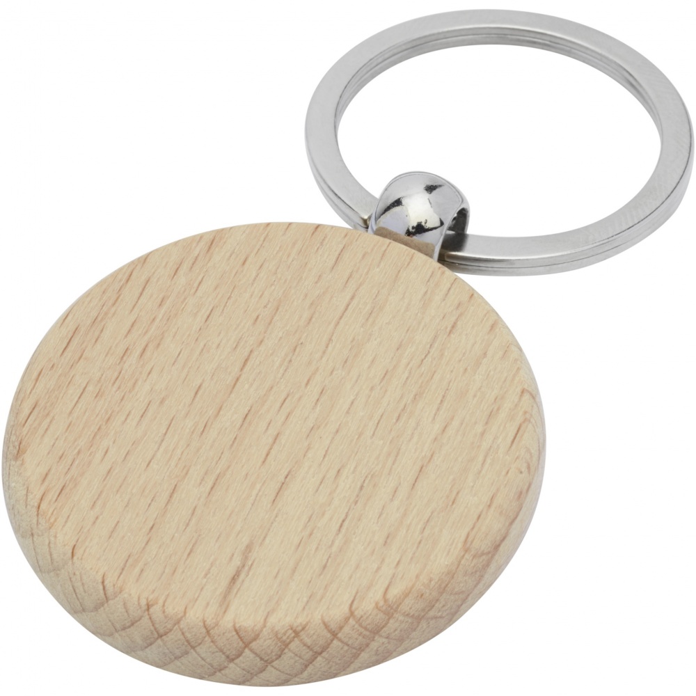 Logo trade business gifts image of: Giovanni beech wood round keychain