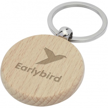 Logo trade business gift photo of: Giovanni beech wood round keychain