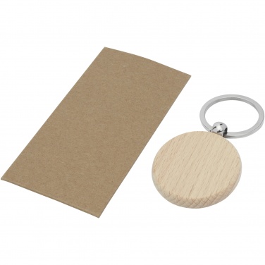 Logo trade promotional items image of: Giovanni beech wood round keychain