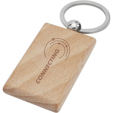 Logo trade business gift photo of: Gian beech wood rectangular keychain