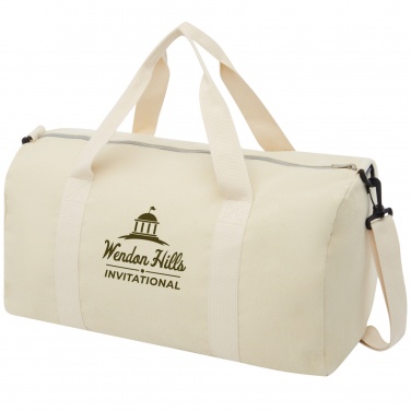 Logo trade business gift photo of: Pheebs 450 g/m² recycled cotton and polyester duffel bag 24L