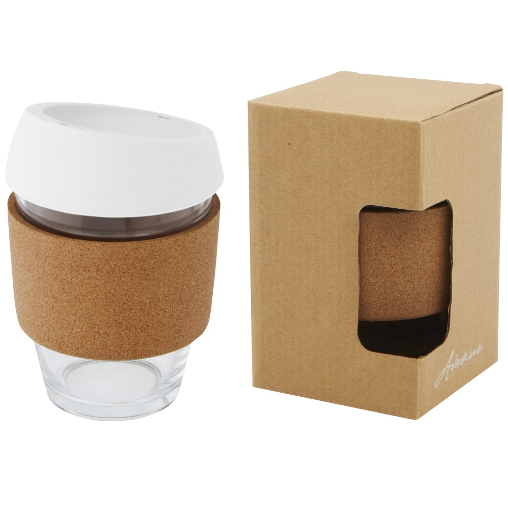 Logotrade promotional merchandise photo of: Lidan 360 ml borosilicate glass tumbler with cork grip and silicone lid