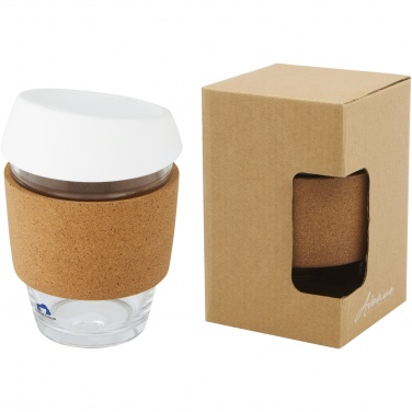 Logo trade advertising products picture of: Lidan 360 ml borosilicate glass tumbler with cork grip and silicone lid