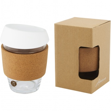 Logotrade promotional merchandise photo of: Lidan 360 ml borosilicate glass tumbler with cork grip and silicone lid