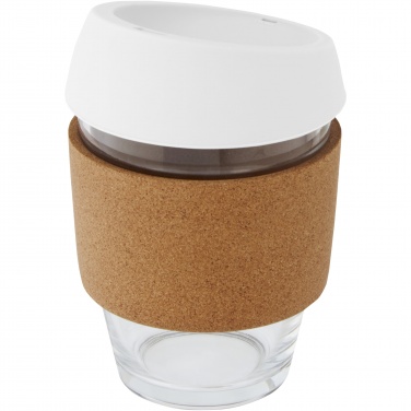 Logotrade promotional gift image of: Lidan 360 ml borosilicate glass tumbler with cork grip and silicone lid