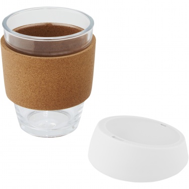 Logotrade promotional item picture of: Lidan 360 ml borosilicate glass tumbler with cork grip and silicone lid