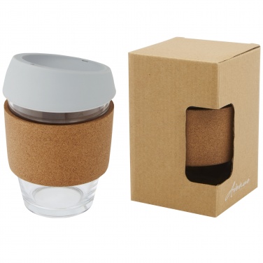 Logo trade promotional items picture of: Lidan 360 ml borosilicate glass tumbler with cork grip and silicone lid