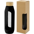 Tidan 600 ml borosilicate glass bottle with silicone grip, Solid black