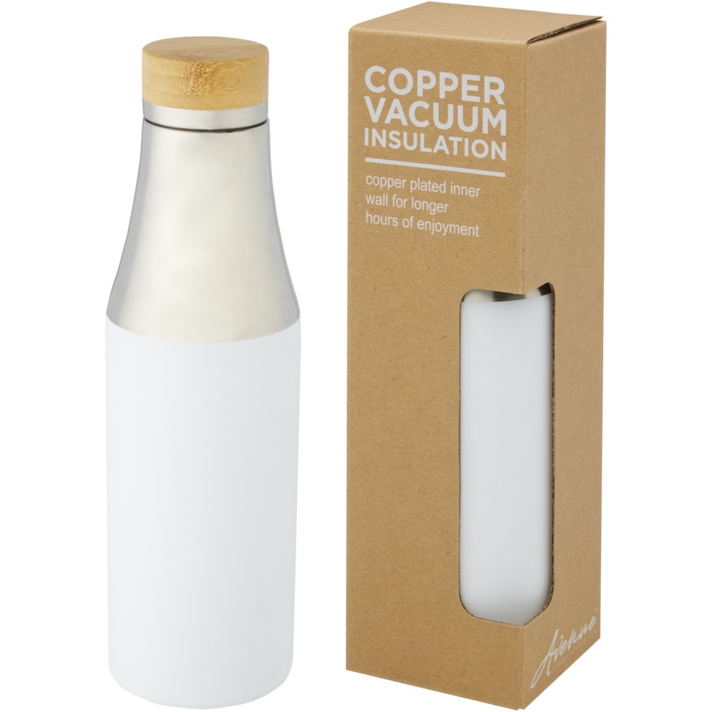 Logo trade promotional merchandise photo of: Hulan 540 ml copper vacuum insulated stainless steel bottle with bamboo lid