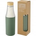 Hulan 540 ml copper vacuum insulated stainless steel bottle with bamboo lid, Heather green