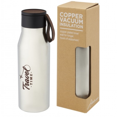 Logo trade promotional products picture of: Ljungan 500 ml copper vacuum insulated stainless steel bottle with PU leather strap and lid