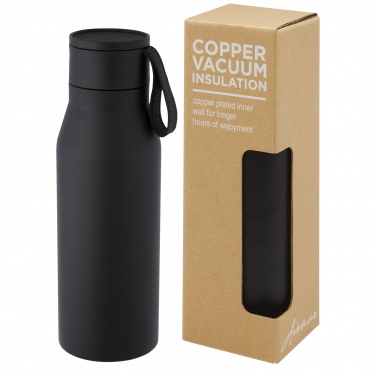 Logotrade promotional merchandise photo of: Ljungan 500 ml copper vacuum insulated stainless steel bottle with PU leather strap and lid