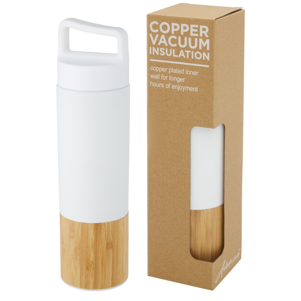 Logo trade corporate gifts image of: Torne 540 ml copper vacuum insulated stainless steel bottle with bamboo outer wall