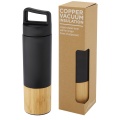 Torne 540 ml copper vacuum insulated stainless steel bottle with bamboo outer wall, Solid black