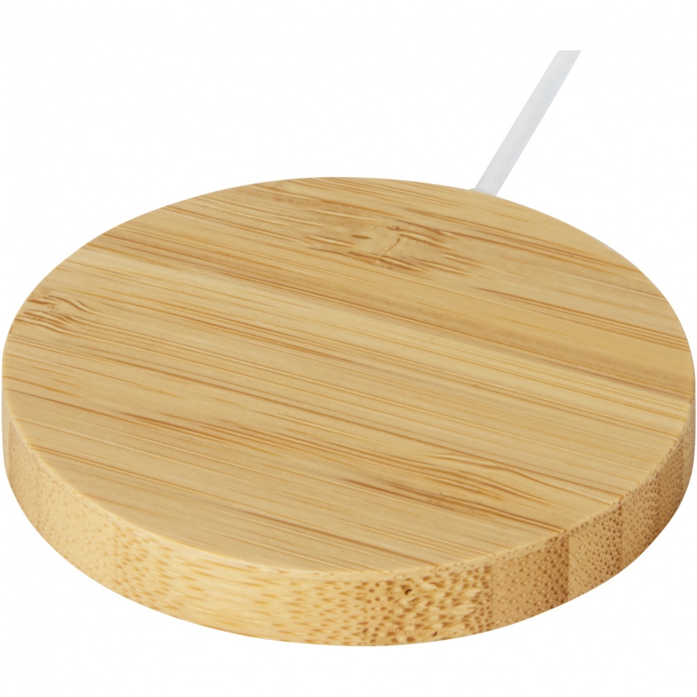 Logo trade promotional gifts picture of: Atra 10W bamboo magnetic wireless charging pad