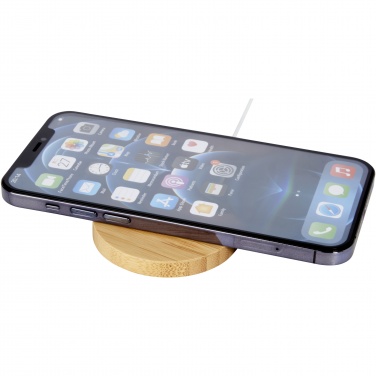 Logo trade promotional products picture of: Atra 10W bamboo magnetic wireless charging pad