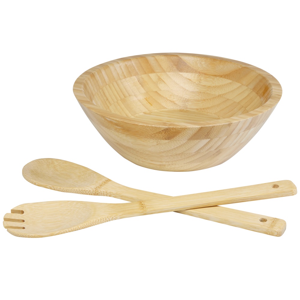 Logo trade promotional merchandise picture of: Argulls bamboo salad bowl and tools