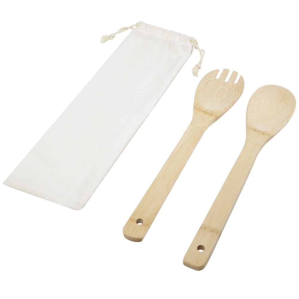 Logo trade promotional products image of: Endiv bamboo salad spoon and fork