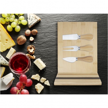 Logotrade promotional gift picture of: Mancheg bamboo magnetic cheese board and tools