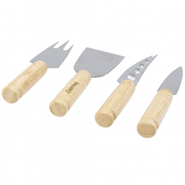 Logotrade promotional gift picture of: Cheds 4-piece bamboo cheese set