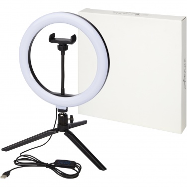 Logo trade promotional giveaways picture of: Studio ring light for selfies and vlogging with phone holder and tripod