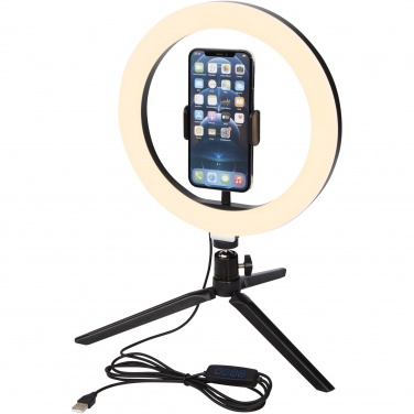 Logo trade promotional items image of: Studio ring light for selfies and vlogging with phone holder and tripod