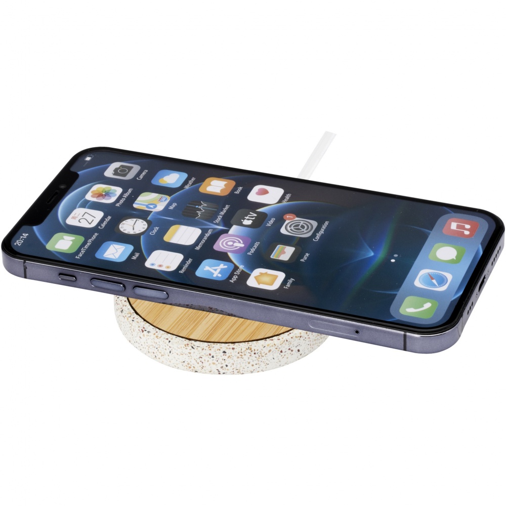 Logo trade promotional items picture of: Terrazzo 10W wireless bamboo charging pad