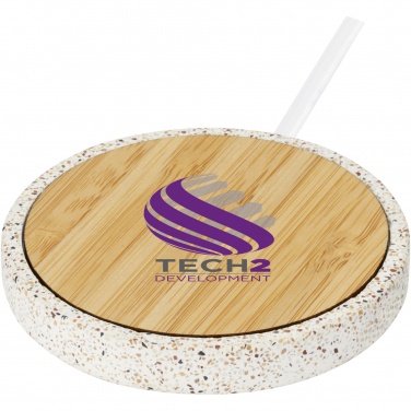 Logo trade promotional giveaways image of: Terrazzo 10W wireless bamboo charging pad