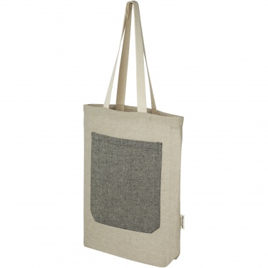 Logo trade promotional products image of: Pheebs 150 g/m² recycled cotton tote bag with front pocket 9L