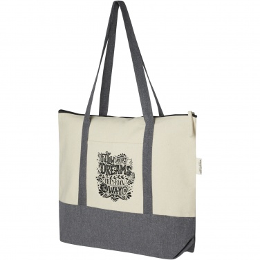 Logotrade business gift image of: Repose 320 g/m² recycled cotton zippered tote bag 10L