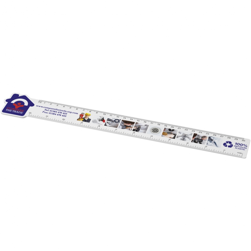 Logo trade promotional giveaways picture of: Tait 30cm house-shaped recycled plastic ruler