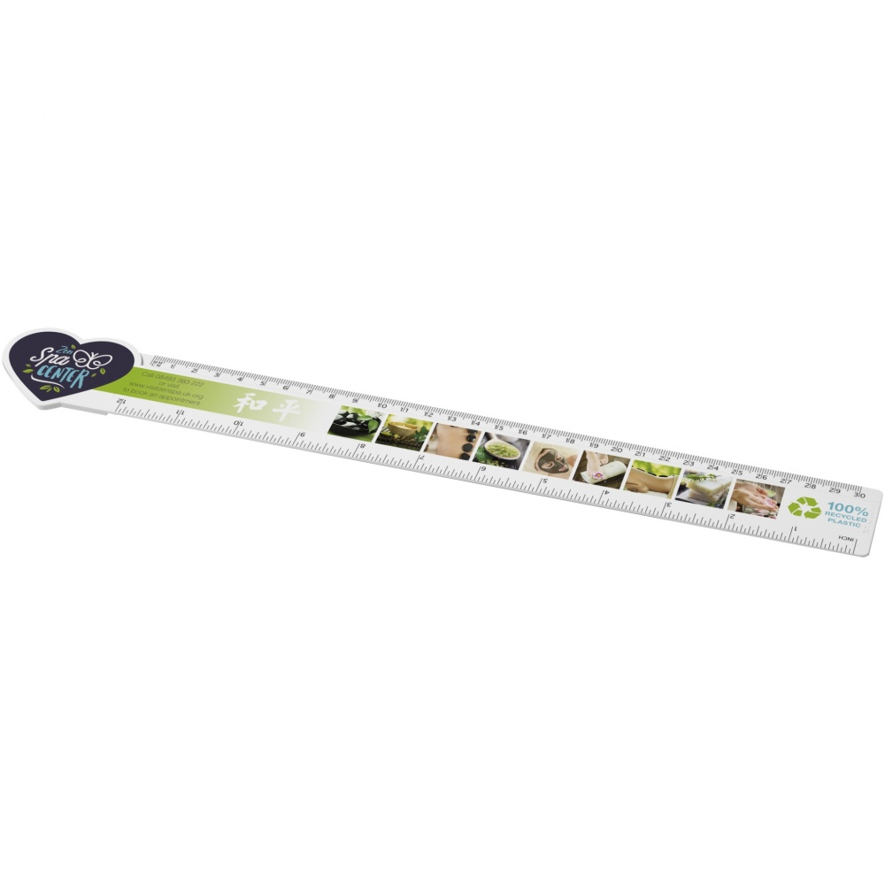 Logotrade promotional products photo of: Tait 30cm heart-shaped recycled plastic ruler