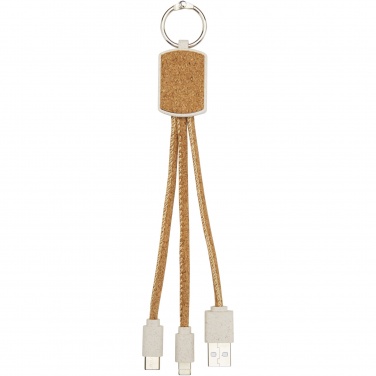 Logotrade promotional items photo of: Bates wheat straw and cork 3-in-1 charging cable