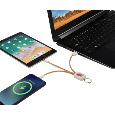 Logo trade promotional items picture of: Bates wheat straw and cork 3-in-1 charging cable