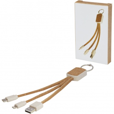 Logotrade promotional giveaways photo of: Bates wheat straw and cork 3-in-1 charging cable