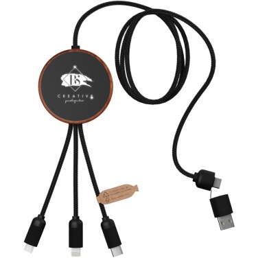 Logo trade business gifts image of: SCX.design C40 5-in-1 rPET light-up logo charging cable and 10W charging pad