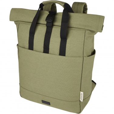 Logo trade promotional gifts image of: Joey 15” GRS recycled canvas rolltop laptop backpack 15L