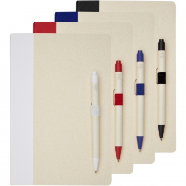 Logo trade promotional items image of: Dairy Dream A5 size reference recycled milk cartons notebook and ballpoint pen set