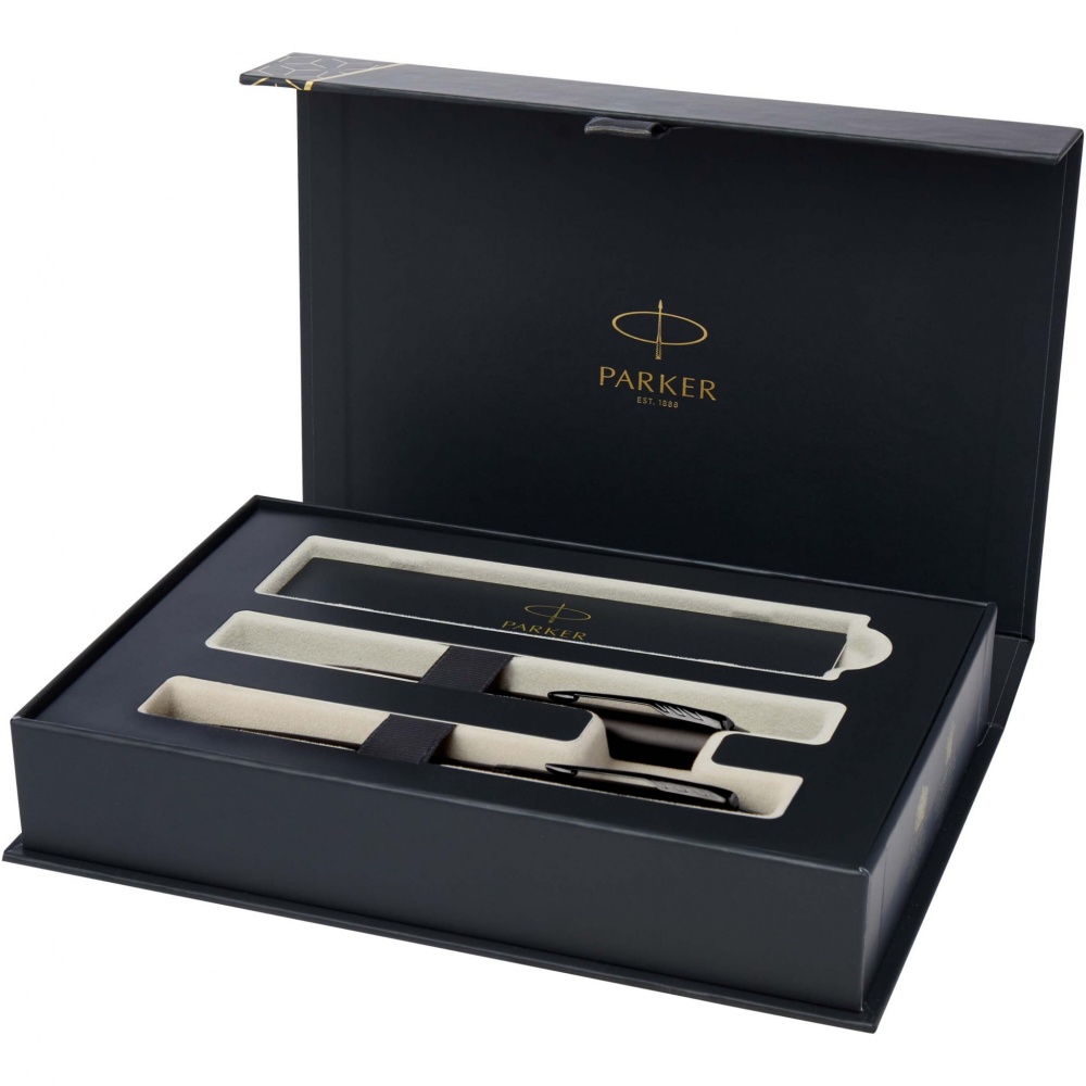 Logo trade promotional gifts image of: Parker IM achromatic ballpoint and rollerball pen set with gift box