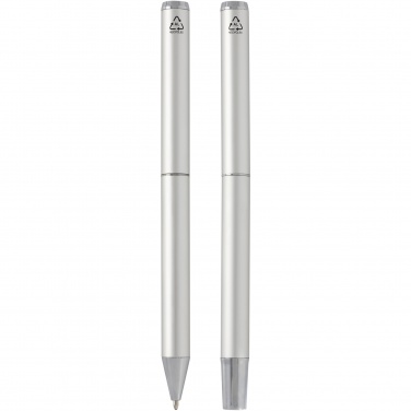 Logotrade promotional giveaways photo of: Lucetto recycled aluminium ballpoint and rollerball pen gift set