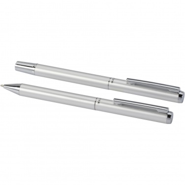 Logo trade advertising products picture of: Lucetto recycled aluminium ballpoint and rollerball pen gift set