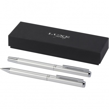 Logo trade advertising products picture of: Lucetto recycled aluminium ballpoint and rollerball pen gift set