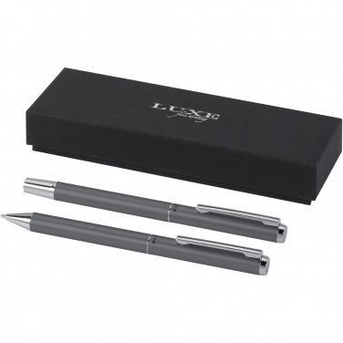 Logotrade business gift image of: Lucetto recycled aluminium ballpoint and rollerball pen gift set