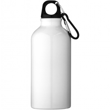 Logo trade advertising product photo of: Oregon 400 ml RCS certified recycled aluminium water bottle with carabiner