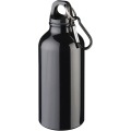 Oregon 400 ml RCS certified recycled aluminium water bottle with carabiner, Solid black