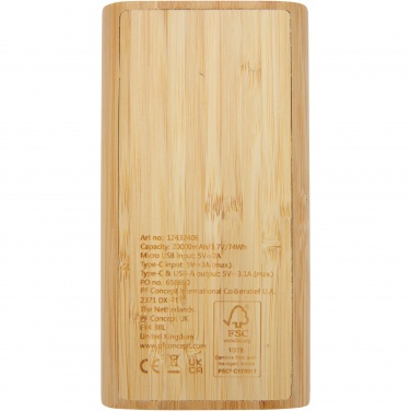 Logotrade promotional item image of: Tulda 20.000 mAh bamboo power bank