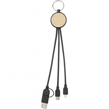 Logo trade corporate gifts picture of: Tecta 6-in-1 recycled plastic/bamboo charging cable with keyring