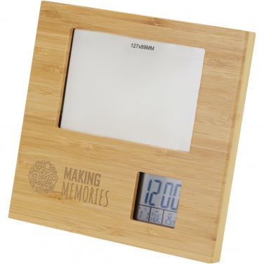 Logotrade promotional item image of: Sasa bamboo photo frame with thermometer